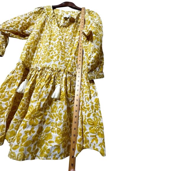 Cara Cara Ruffle Hem Mini Dress Women’s Small Yellow Cotton Resort Vacation Wear - Picture 12 of 12